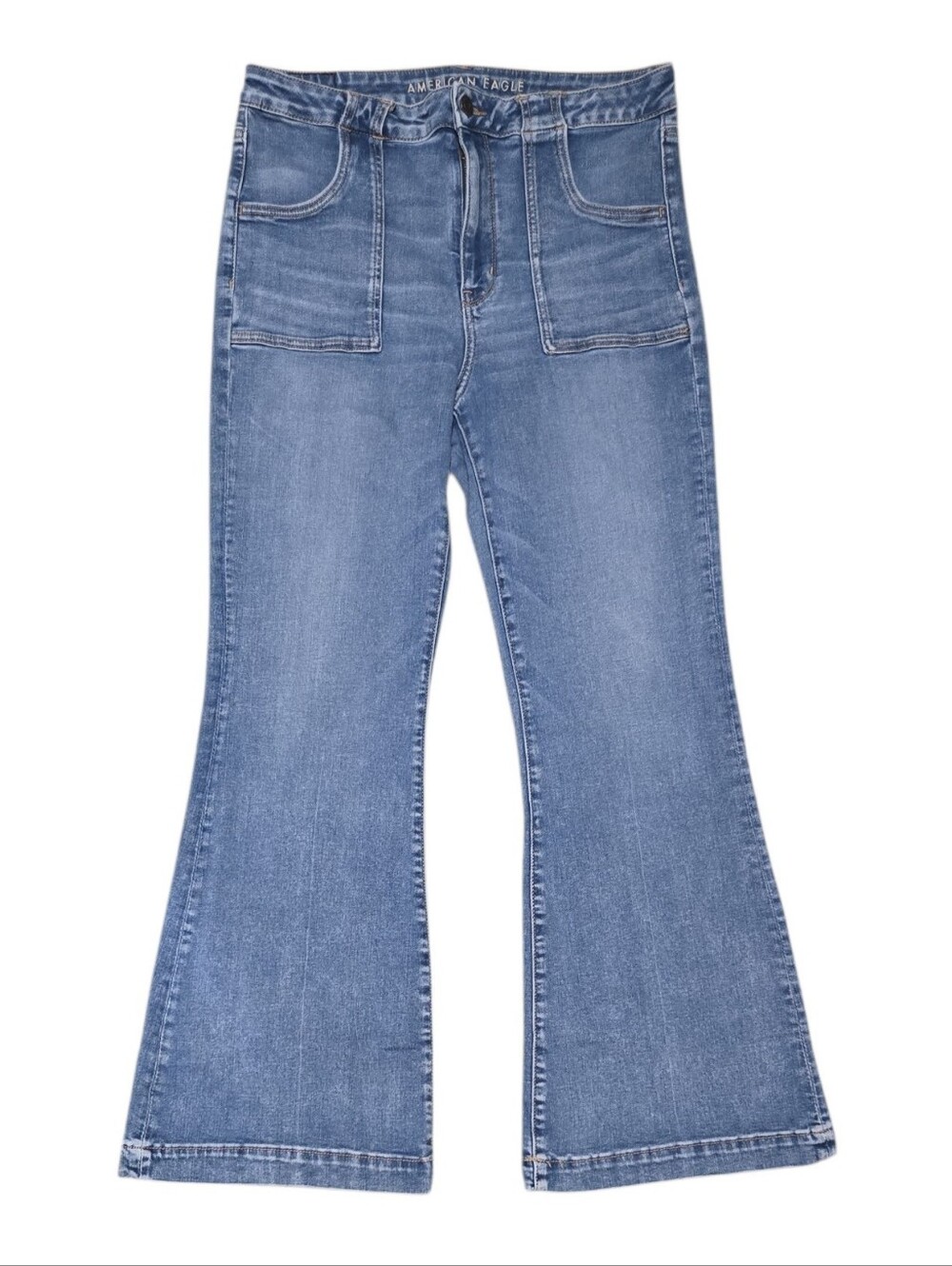 American Eagle Ne(x)t Level Super High-Rise Flare Jeans w/ Patch Pockets - Size